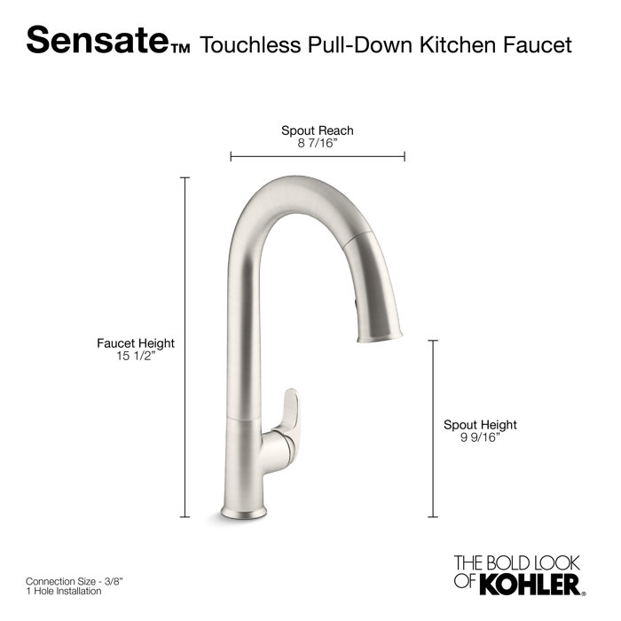 K72218VS,CP,2BZ Kohler Sensate® PullDown Touchless Single Handle